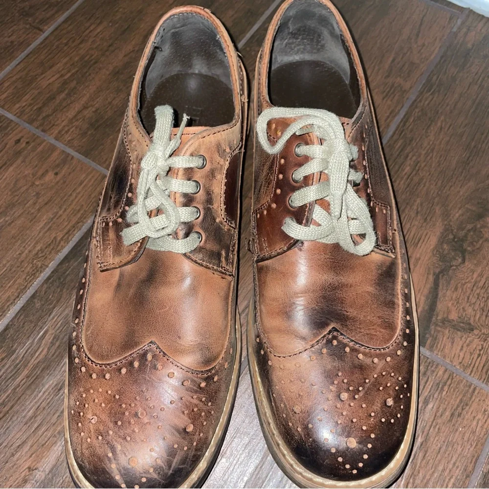 BEDSTU Beacon Tawny Zone  Leather Distressed Wingtip Lace Up Oxford Derb…